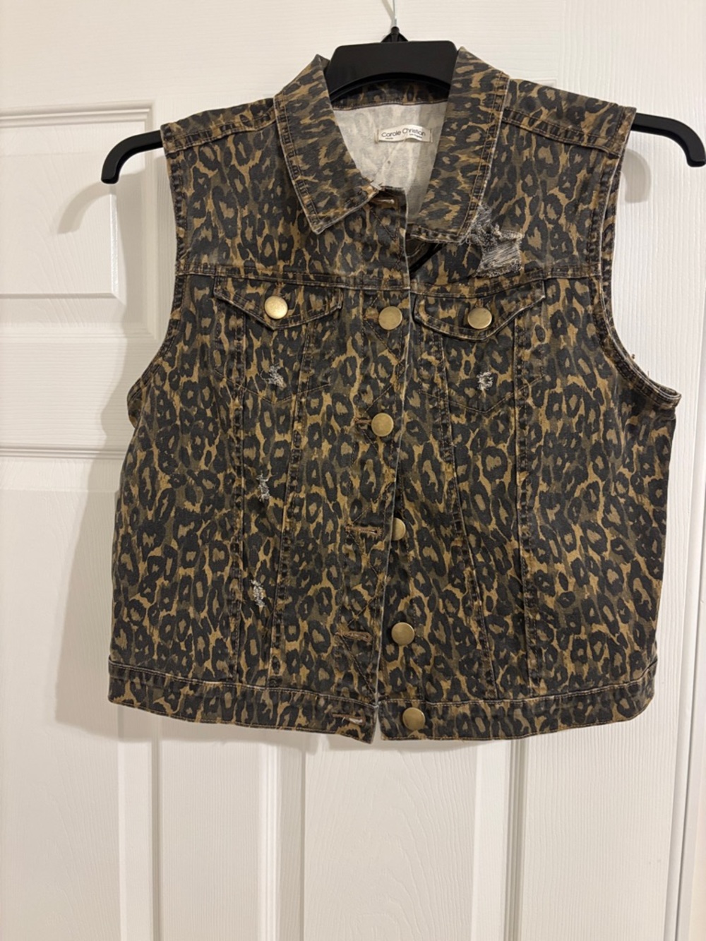 Leopard Print Denim Vest